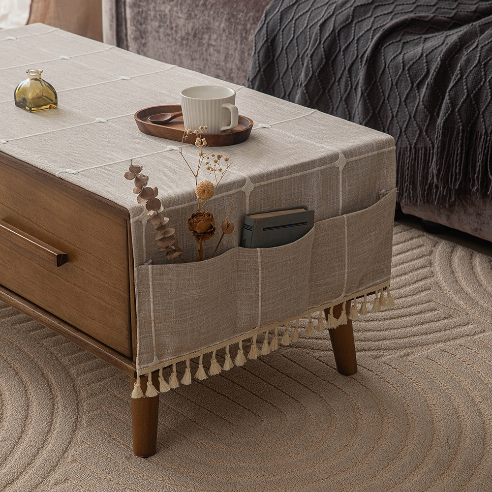 Japón impermeable a prueba de polvo mantel de mes Jacquard grueso cubierta de mesa de té armario de televisión almacenamiento refrigerador bolsillo cubierta tela al por mayor transfronteriza