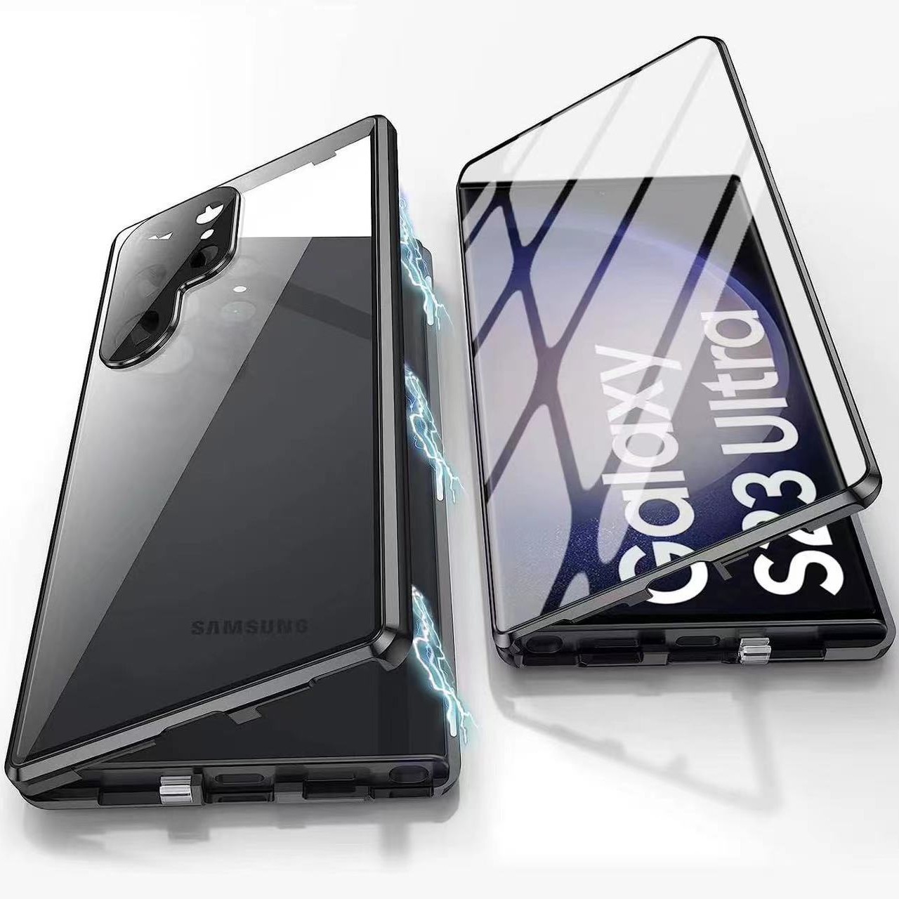 Funda magnética de doble cara de vidrio y metal para teléfono móvil Samsung S25 Ultra, compatible con S24, con protección anticaídas.