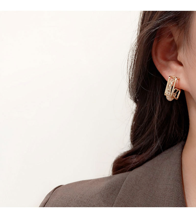 Luxurious Geometric Copper Plating Zircon Earrings 1 Pair