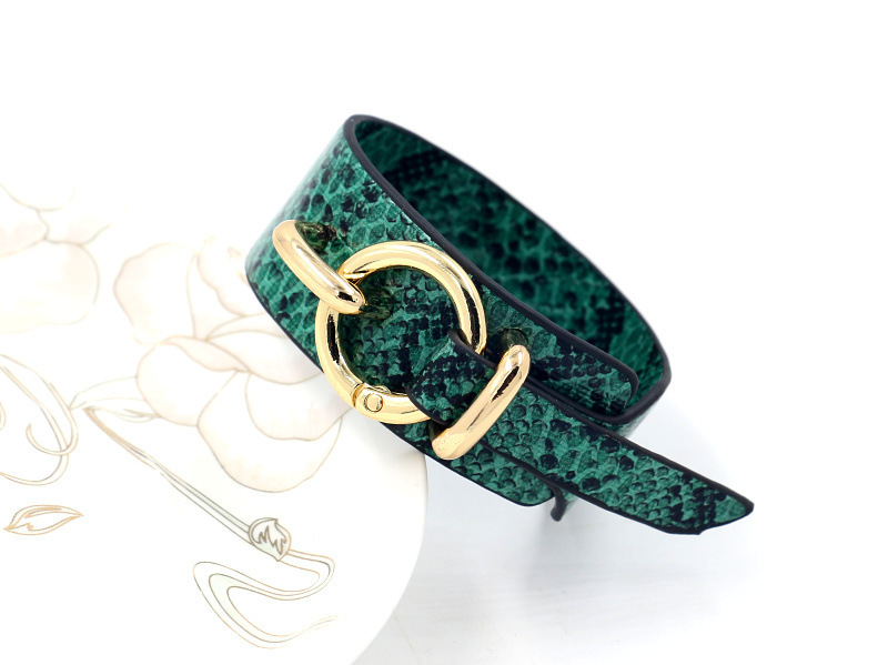 1 Piece Fashion Snakeskin Pu Leather Alloy Women's Bracelets display picture 2