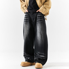 代发男装2025秋冬新款复古美式水洗牛仔裤港风宽松直筒男女休闲裤