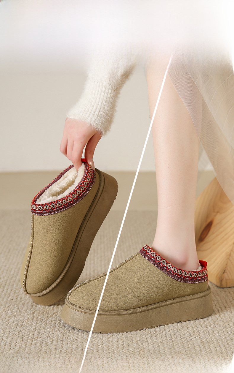 Winter new cashmere warm thick bottom heelless Baotuo hair half slipper cotton shoes_voghion.com