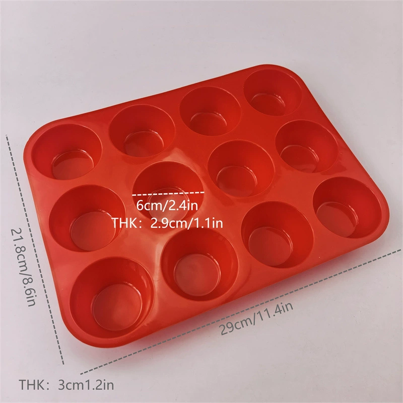 12 Langles Silicone Slim Cake Cup Cake Baked Pot without Sticky Mafen Cup Silicone Mold Kitchen Baking Tool