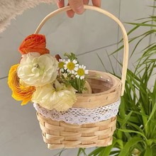 38节藤编手提花篮插花竹篮收纳篮编织鲜花编制工艺品柳编竹编
