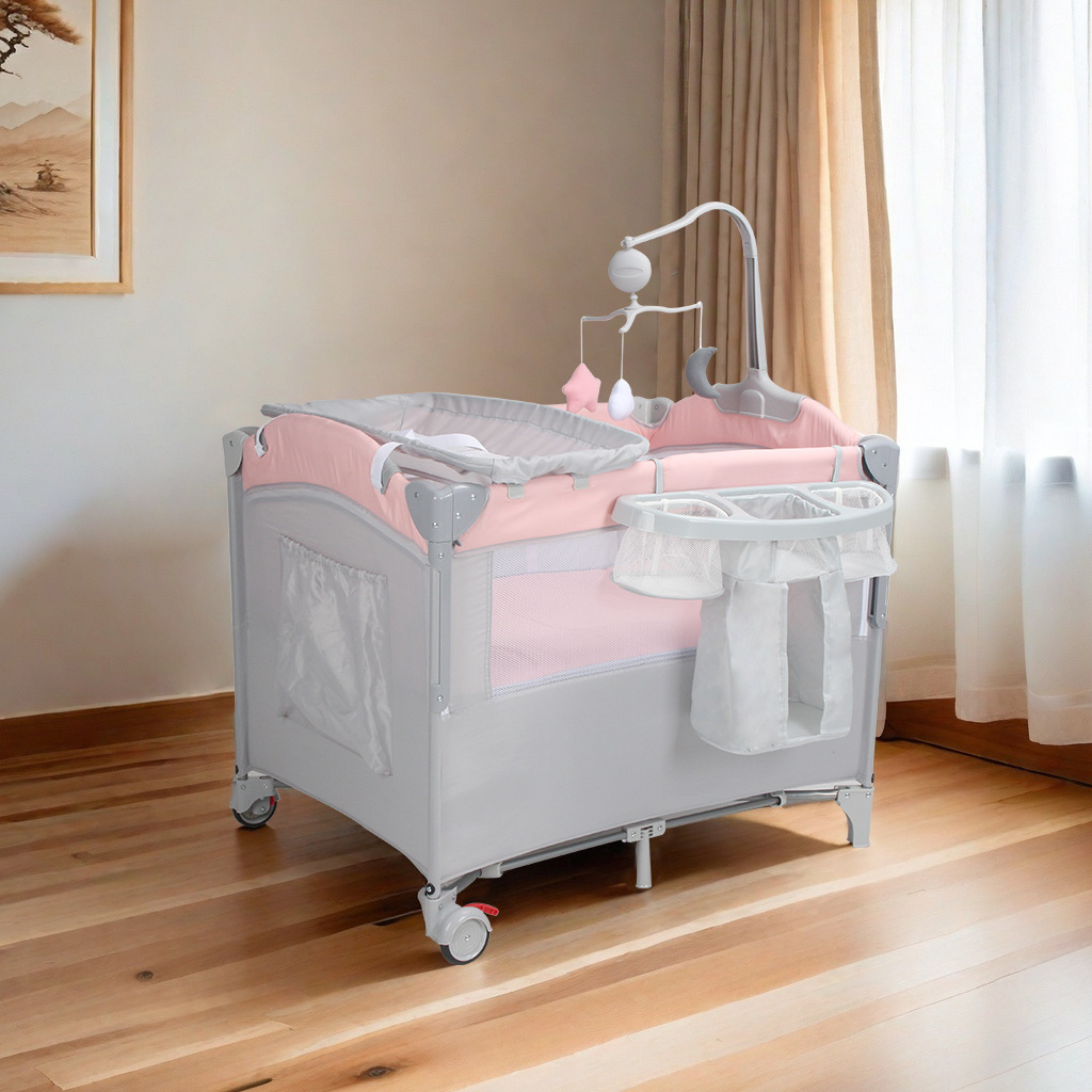 Ventas transfronterizas calientes multifuncional cuna portátil plegable cama de juegos móviles pañales mesa cesta bebé cama bebé