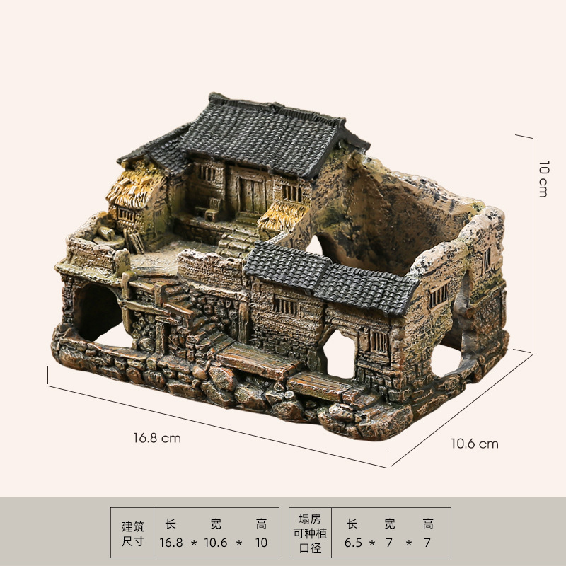 复古怀旧摆件建筑农家小院老房子模型客厅装饰桌面盆栽微景观造景|undefined