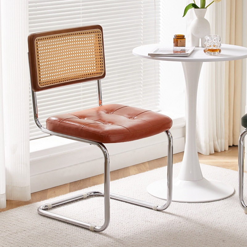 Internet celebrity ins Nordic home dining chair retro style designer rattan chair coffee shop mid-ancient backrest leisure chair