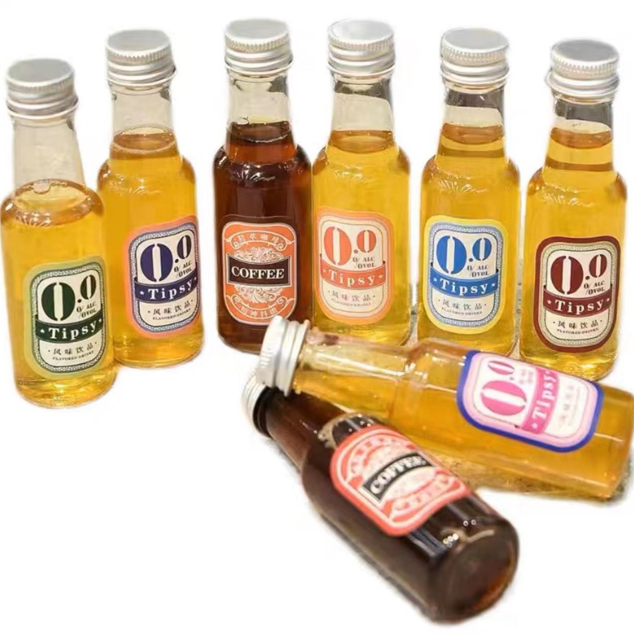 En stock PET25 ml pequeña botella de vino fruta creativa vino Vino té bebida tapa de aluminio botella de plástico comercial