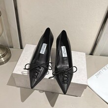 j家C前绑带真皮蝴蝶结尖头水滴跟高跟鞋女性感气质单鞋2026新款