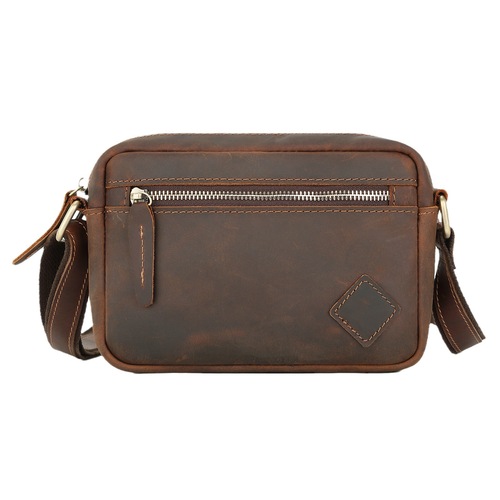 Retro Crazy Horse Leather Chest Bag Men's Crossbody Bag First Layer Cowhide Chest Bag Backpack Shoulder Bag Business Fashion Shoulder Bag