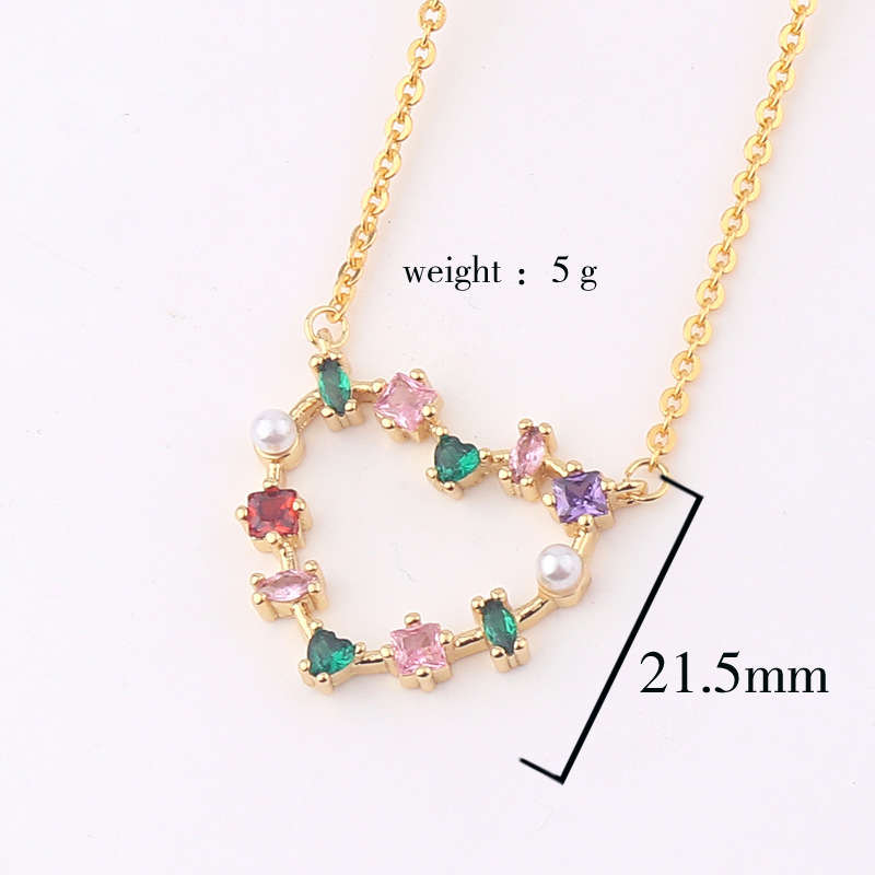 Fashion Heart Shape Copper Necklace Inlay Zircon Copper Necklaces