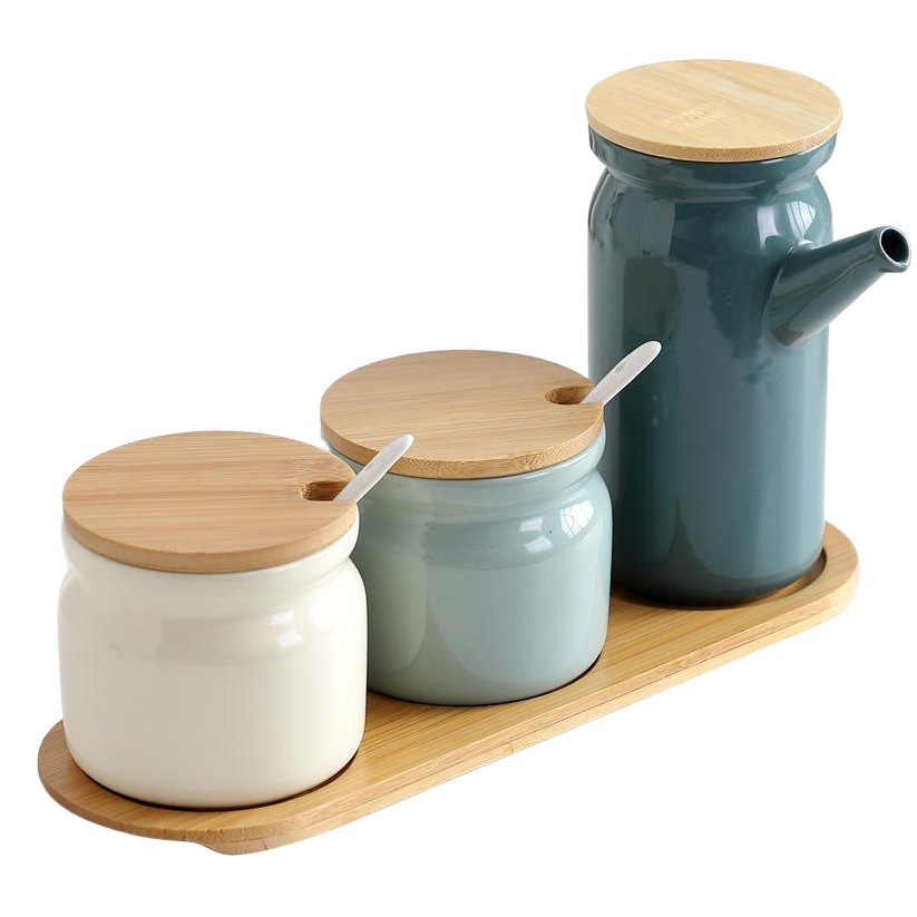 Creativo nórdico cocina condimento tarro hogar cerámica condimento caja traje de almacenamiento de cerámica aceite botella condimento tarro traje