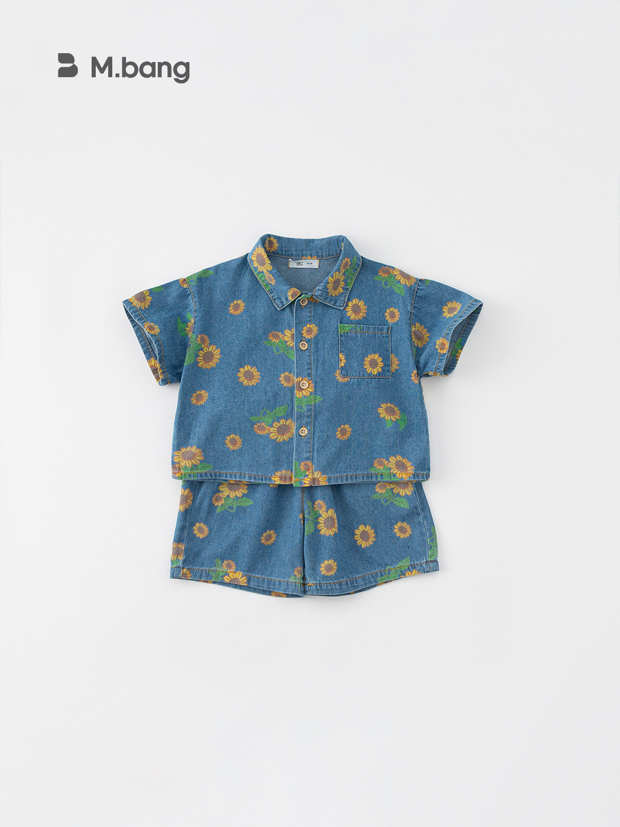 Ropa Infantil Youbao, Conjunto de Dos Piezas de Pantalones Cortos de Verano 2026 para Niños, Traje de Mezclilla para Niñas, Ropa Moderna para Niños Pequeños image 4
