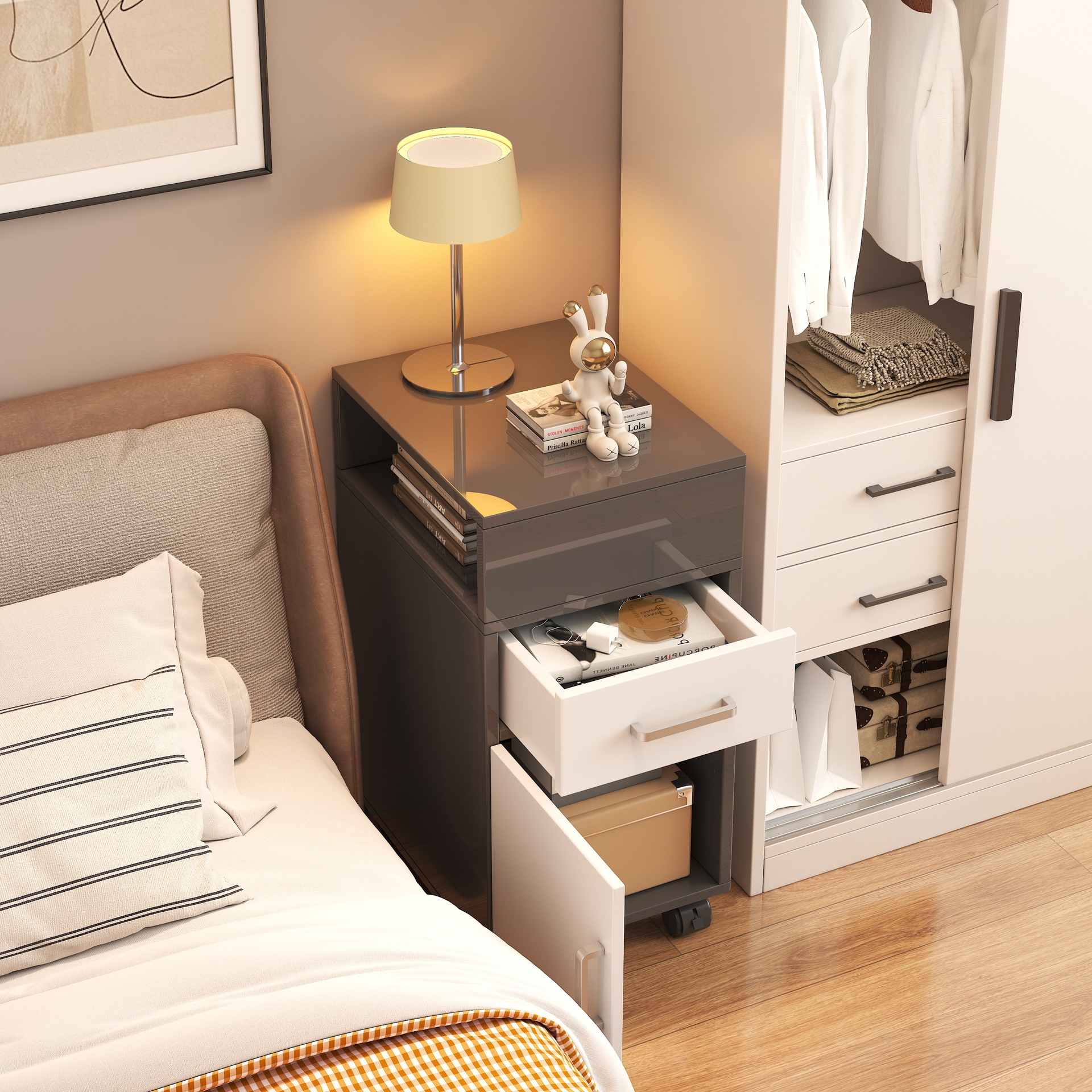 Carefully Selected Bedside Table Bedroom Home Small Apartment Bedside Storage Cabinet Storage Integrated Cabinet Removable Bedside Storage Rack