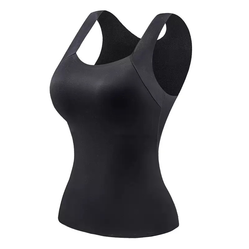 Otoño e invierno sin marcas, ropa de fondo muscular desnuda de gran tamaño, chaleco térmico, mujer fija la taza, ropa de belleza, ropa de otoño, chaleco térmico
