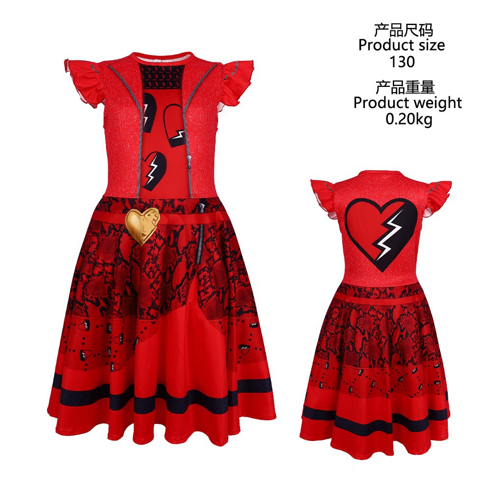 후손 페이페이 슬리브 드레스-레드 1