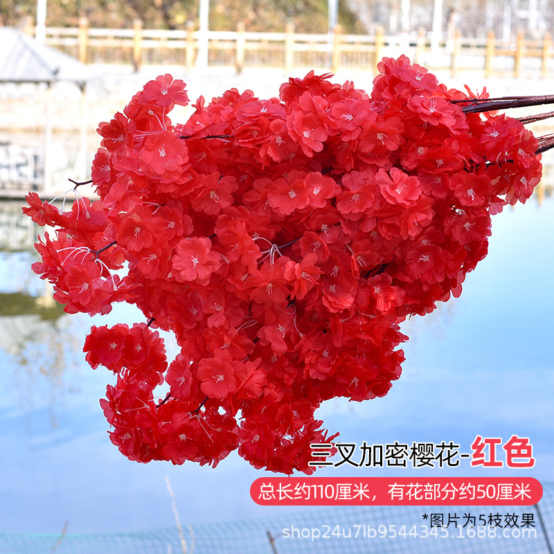Simulación de flores de cereza flores de melocotón flores de pera flores de ciruela flores de bodas flores falsas vid decoración jardín balcón red de manglares paisaje de pared