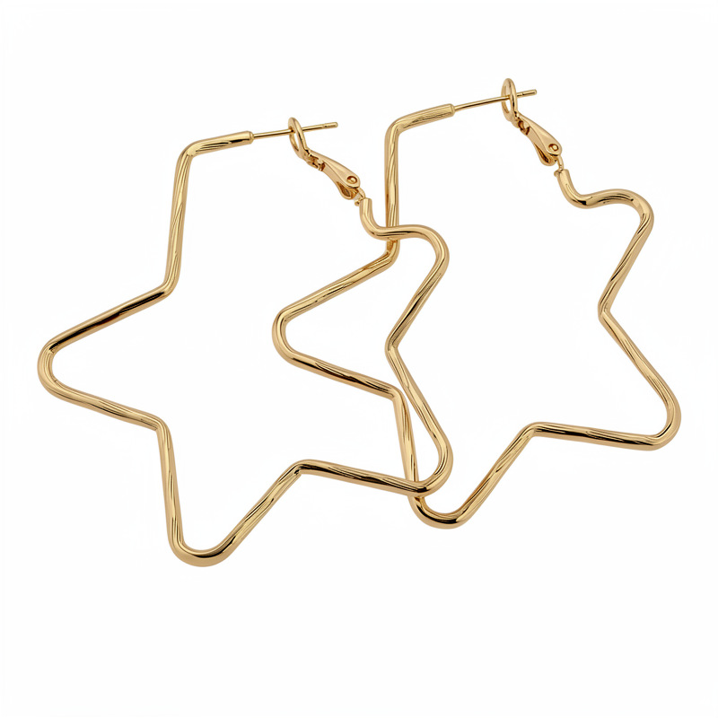 18k oro real plata galvanizado aguja estrella pendientes personalidad simple temperamento exagerado pendientes ligero de lujo de alta sensación pendientes mujeres