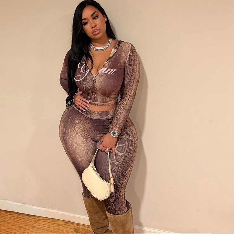 K25S86708 Cross-border 2026 Spring New Style Slim-Fit Cardigan Top and High-Waisted Tight-Fitting Printed Pants Set K25S86708 Cross-border 2026 Spring New Style Slim-Fit Cardigan Top and High-Waisted Tight-Fitting Printed Pants Set