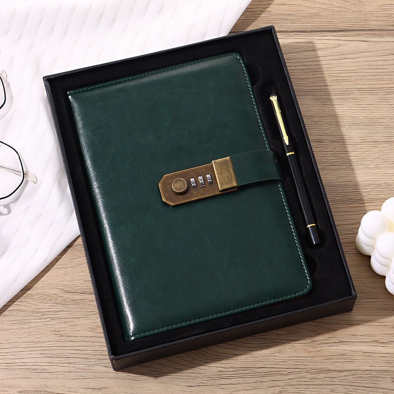 Cuaderno al por mayor A5 retro contraseña libro con cerradura Diario Negocio creativo trabajo manual mano impreso logo