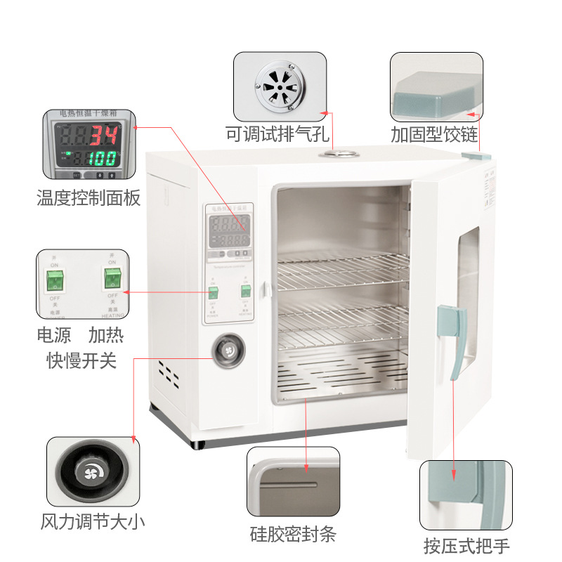 Y电热恒温鼓风干燥箱高温加热小型工业烤箱医用烘干机实验室烘箱L