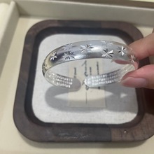 精品款镀银流星雨满天星心经开口手镯女光面实心镯子厂家直批代发