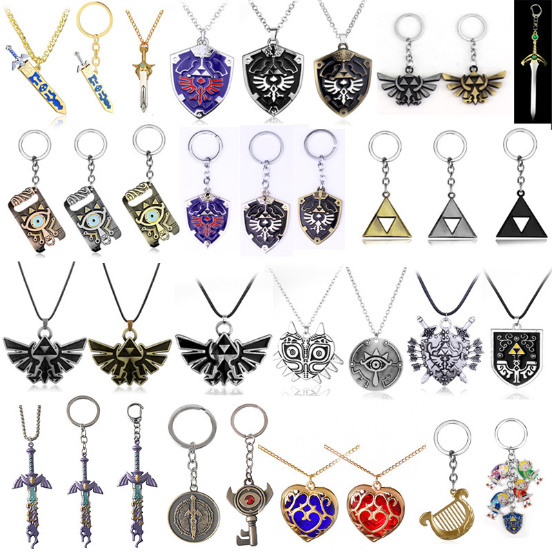 Zelda: Breath of the Wild Shield Keychain Skyward Sword Owl Goddess Harp Necklace