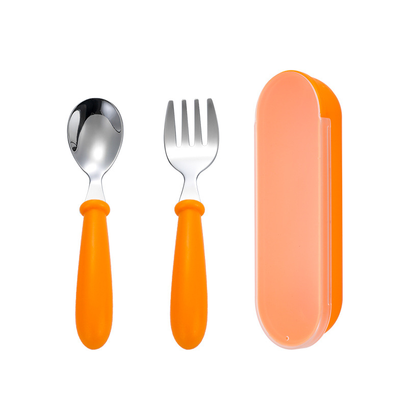 304 portátil de acero inoxidable cuchara para niños Tenedor vajilla bebé comiendo cuchara Tenedor traje madre bebé regalo personalización