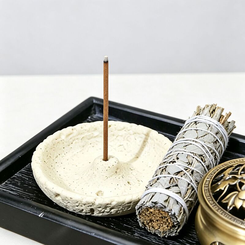 Sage and cedar incense tray, Wabi-sabi style, cement incense holder, yoga meditation, for use with incense and incense burners, wholesale