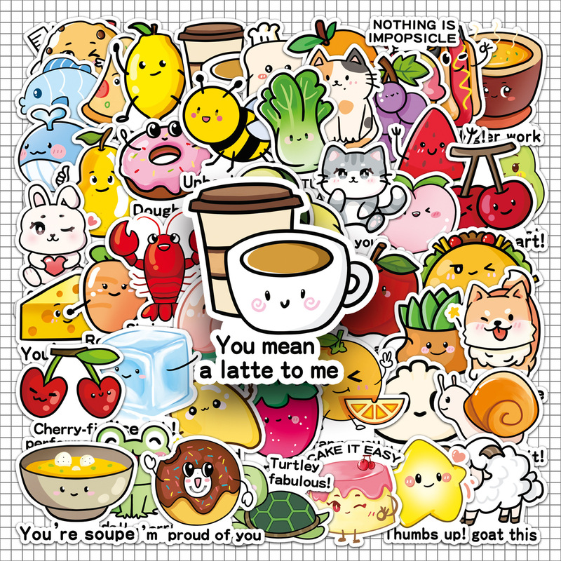 50 Original English Reward Creative Non-Infringement Personalized Stickers Headphone Notebook Decoration Cross-Border Sticker Wholesale