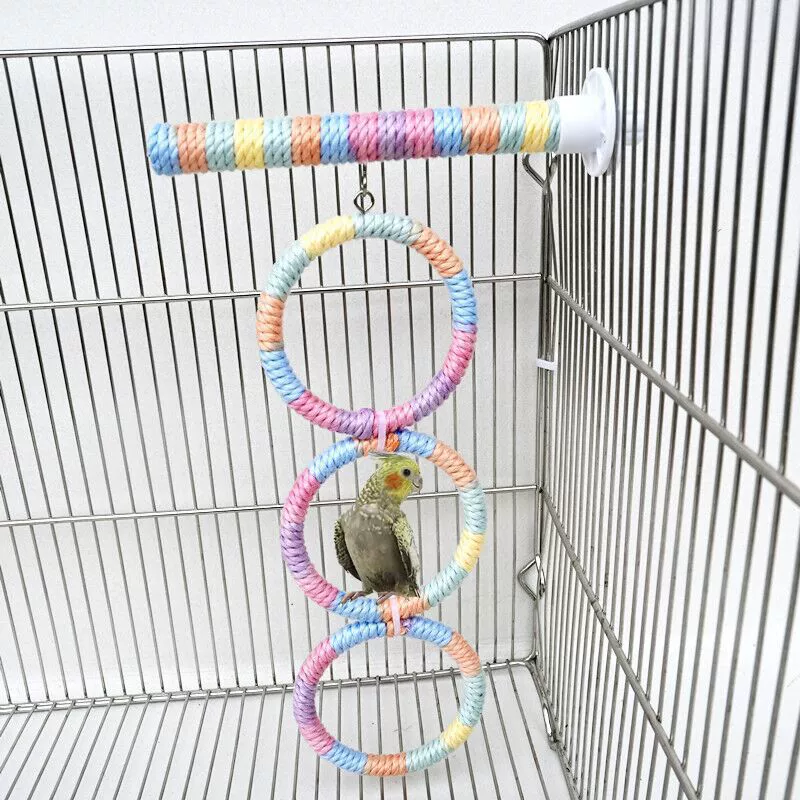 Трансграничные игрушки для птиц-попугаев, удобная хлопковая веревочная подставка, палка, качели, клетка для птиц, подвесное кольцо, интерактивные принадлежности для восхождения, готовые к продаже