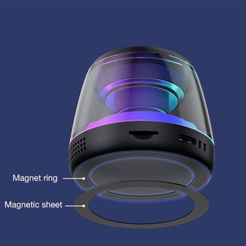 人気M2磁気吸着スピーカー高音質サブウーファーLED小型カラフル雰囲気ライトTFカード対応Bluetoothスピーカー|undefined