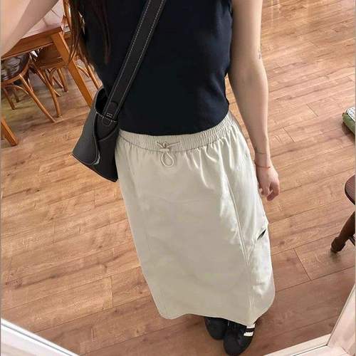American Retro Workwear Semi-Body Skirt for Women, Plus Size, Hip-Hiding, Slimming High-Waisted Skirt with Slits, Medium-Length A-Line Skirt