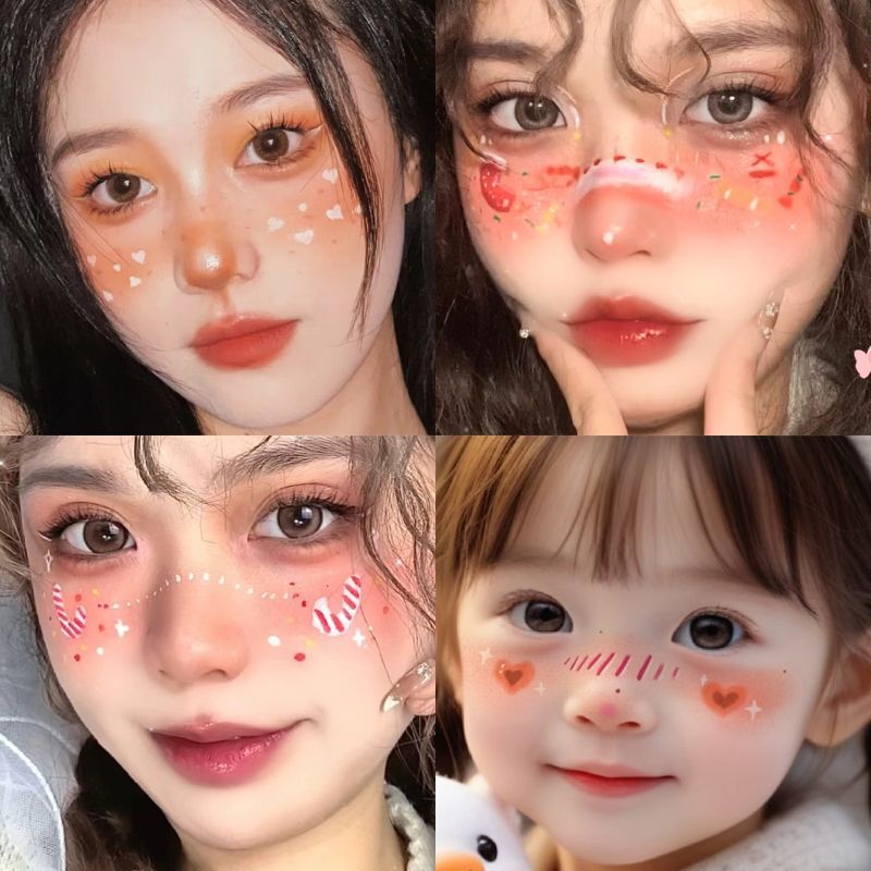 Christmas Love Candy Blush Makeup Tattoo Patch Love Bell Fawn Face Makeup Children's Cartoon Cute Christmas Love Candy Blush Makeup Tattoo Patch Love Bell Fawn Face Makeup Children's Cartoon Cute