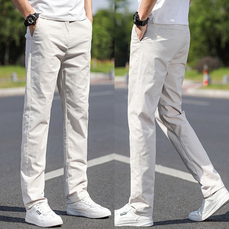 Men's summer thin trend cotton elastic universal trousers for…