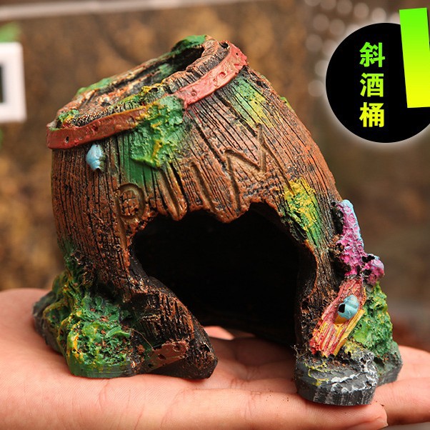 Accesorios de acuario decoración del tanque de peces paisaje caja de orugas del tanque de peces Casa Refugio artesanía de resina antigua Concha Cubo de vino