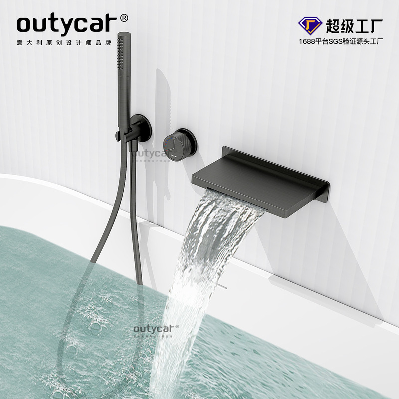 Cross-border concealed waterfall bathtub faucet all-copper hotel homestay in-wall faucet storage basin faucet wholesale