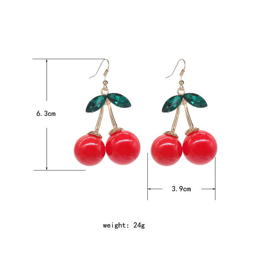 European and American cross-border alloy jewelry, cute cherry earrings, textured cherry earrings and earrings wholesale