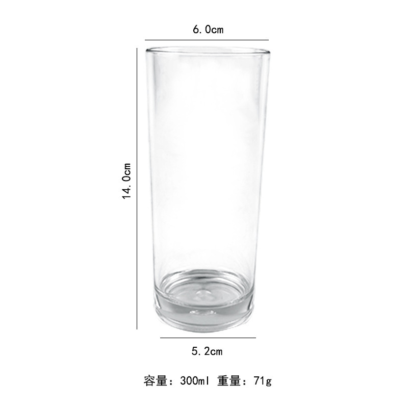 アクリルプラスチック透明厚底ストレートカップレストランホットおよびコールドドリンクミルクレモンティーソーダジュースカップ|undefined