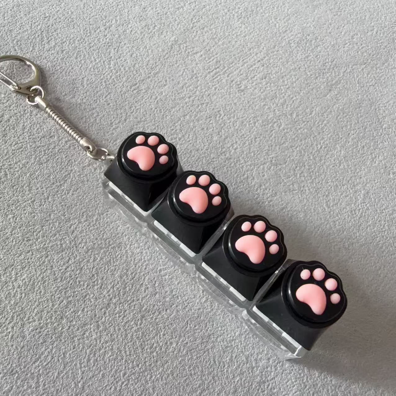 Four-button transparent case - black silicone cat paw