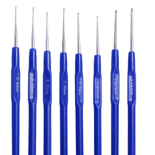 Bulk Blue-handled Lace Crochet Hook Set DIY Handmade Crochet Small Hook Fine Yarn Needle