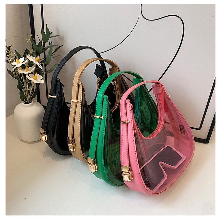Women's All Seasons Plastic Solid Color Streetwear Dumpling Shape Zipper Underarm Bag display picture 1