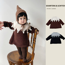 女宝宝冬季复古洋气加厚针织裙新款婴幼儿小香风公主裙打底连衣裙