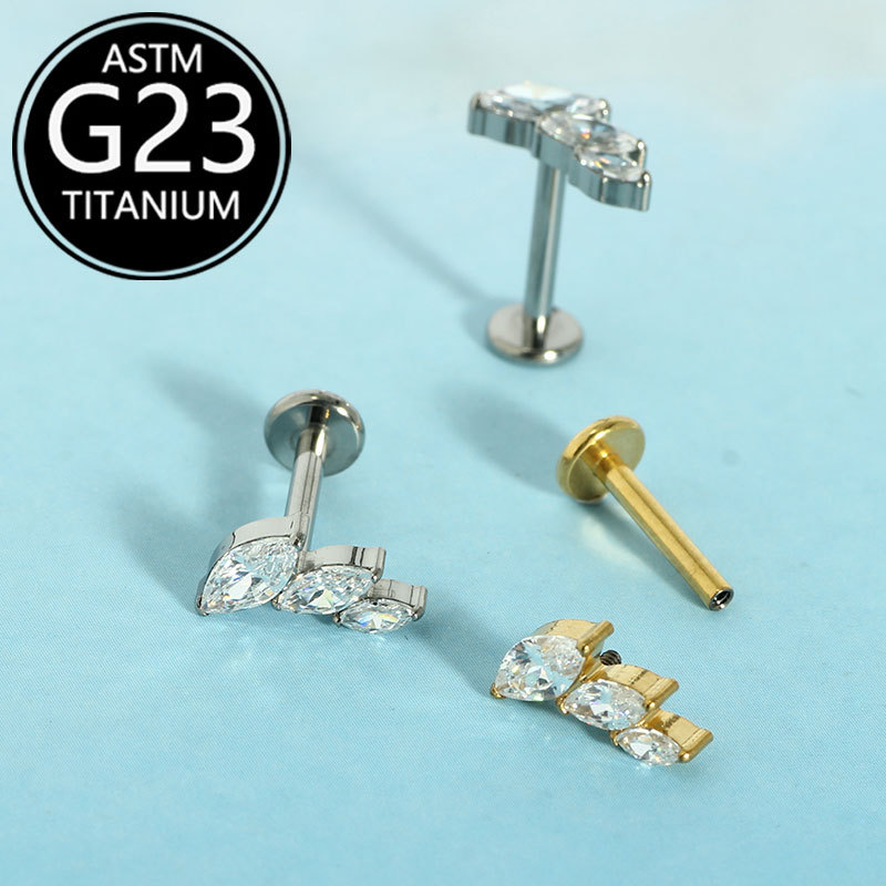 Pointed titanium steel lip stud product view