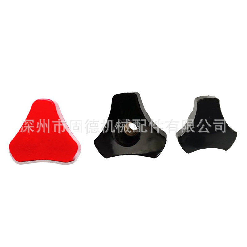 厂家直供胶枕式包装机械设备可用木电木三角把手通孔旋钮手柄