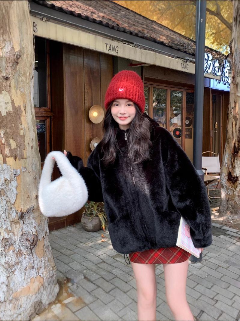 Демисезонная бархатная куртка с капюшоном, в корейском стиле, средней длины