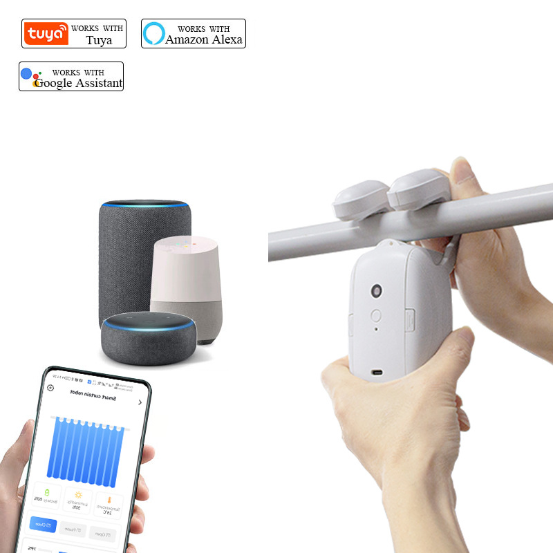 Graffiti inteligente cortina eléctrica asistente inteligente hogar inalámbrico de voz de control remoto automático cortina inteligente compañero