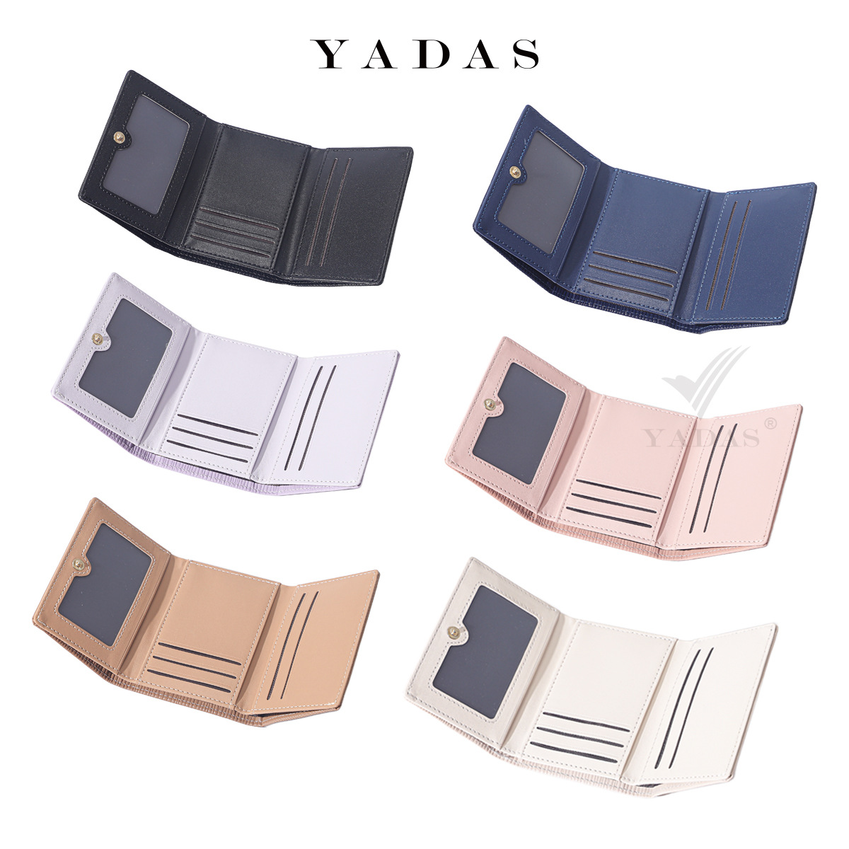 [Rolling de agua] YADAS linda bolsa de tarjetas de dama de moda comercio exterior PU corto tres plegables billetera