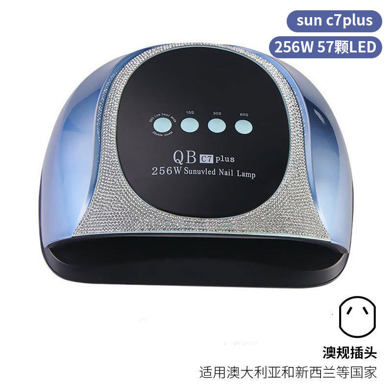 Lámpara de manicura inteligente de alta gama de luz de terapia de diamante 256W de alta potencia de pegamento de vinilo lámpara de horneado de dos manos secador de uñas transfronterizas