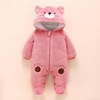 Demi-season children's bodysuit for early age, keep warm clothing to go out, hat, increased thickness, children's clothing